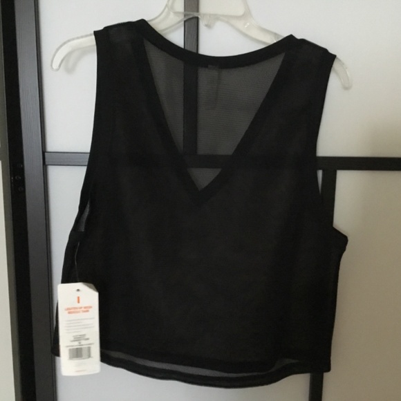 Lucy, size medium, black sheer mesh, crop v neck tank top - Picture 4 of 4